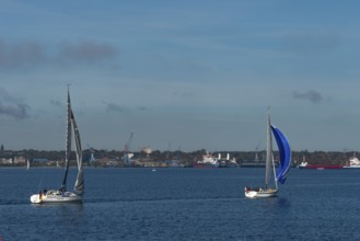 State capital Kiel, industry and shipyards in the Friedrichsort district, LINDENAU Werft GmbH,