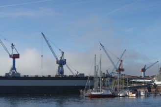 State capital Kiel, industry and shipyards in the Friedrichsort district, LINDENAU Werft GmbH,