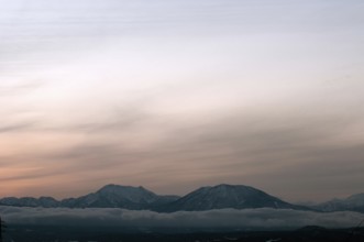 Japan, Nagano, sunset on the Japanese Alps