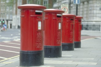 Typical red brie boxes, London, England, Great Britain