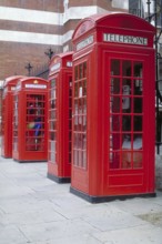 Typical red telephone boxes, London, England, Great Britain