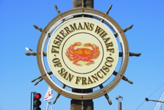 Fishermans Wharf sign post, San Francisco, California, USA