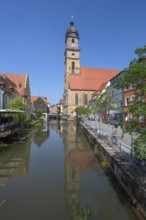 Promenade an der Vils, hinten, hinten St.Martin, Amberg, Upper Palatinate, Bavaria, Germany