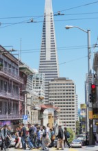 People crossing street, Chinatown, San Francisco, California, USA
