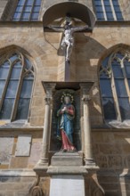 Sculpture of Mary and Jesus Cross at St. Martin Church, Amberg, Upper Palatinate, Bavaria, Germany