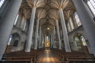 Interior of St. Martin Church, largest Gothic hall church in Upper Palatinate, Amberg, Upper