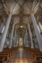 Interior of St. Martin Church, largest Gothic hall church in Upper Palatinate, Amberg, Upper