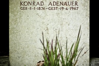 Tombstone of Konrad Adenauer at the Rhöndorfer Waldfriedhof, Bad Honnef, North Rhine-Westphalia,
