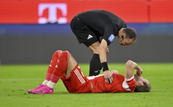 Referee Bastian Dankert at Harry Kane FC Bayern Munich FCB (09) injured ground injury Deutscher