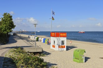 Beach with bathing supervision on the North Sea, Wyk auf Föhr, North Frisian Island, North Frisia,