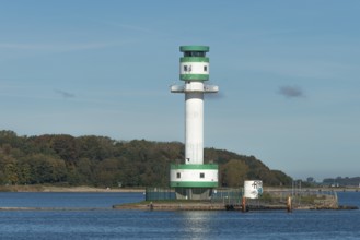 Green-white lighthouse Friedrichsort, Kiel Fjord, Kiel, shipping, tower, architecture, landmark,