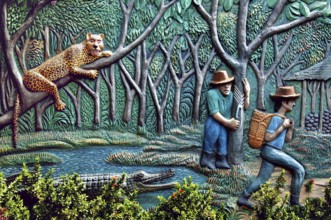 Manaus port, art panel, Manaus, Amazonas, Brazil