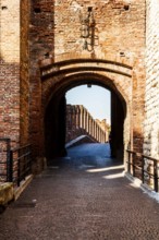 Passage to Castelvecchio Bridge, or Scaligero Bridge. Verona, Province of Verona, Italy