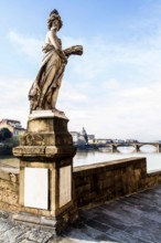 Detail of Ponte Santa Trinita (Holy Trinity Bridge), the oldest elliptic arch bridge in the world,