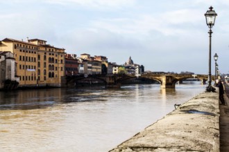 Arno River and Ponte Santa Trinita (Holy Trinity Bridge) in the background. Florence, Province of