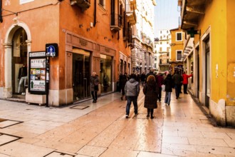 Pedestrian street in the historic center of Verona. Verona, Province of Verona, Italy. 10.12.2012