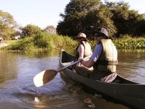 People Walking of Boat, Pantanal, Mato Grosso do Sul, Brazil