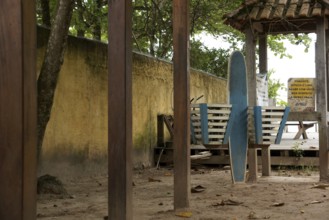 Board, Garbage cans, North coast, Camburi, São Paulo, Brazil