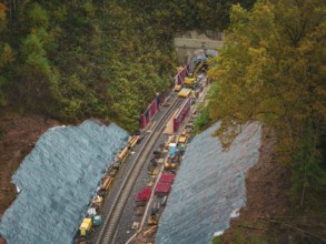 Construction of a tunnel for a railway line in the midst of autumn nature, Herman-Hesse-Bahn