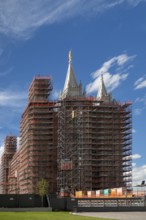 Salt Lake City, Utah - Scaffolding surrounds the Church of Jesus Christ of Latter-Day Saints' Salt