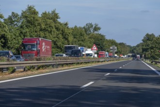 Traffic jam on the opposite side of the A 10, Berlin, Germany