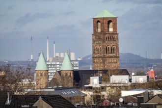 View over the northern Ruhr area, from Essen to Gelsenkirchen, Church of the Redeemer in Essen, in