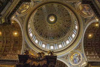 View from under the dome of St. Peter's Basilica with 117, 57 meters inner height and inner