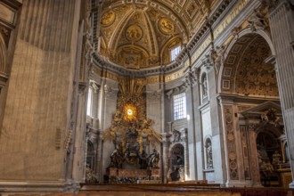 View of in the main apse of St. Peter's Basilica with stylized larger-than-life bronze throne
