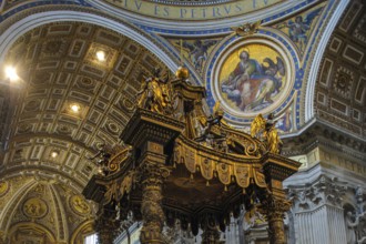 View from below up to top of canopy canopy ciborium by Gian Giovanni Lorenzo Bernini over the tomb