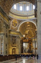 View of canopy canopy ciborium by Gian Giovanni Lorenzo Bernini over Peter's Tomb and Papal Altar