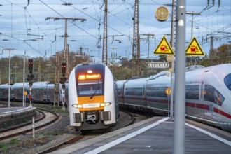 ICE train, RRX train, entering Essen Central Station, North Rhine-Westphalia, Germany