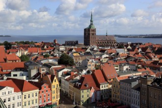 City panorama from above, Stralsund, Hanseatic City of Stralsund, Vorpommern-Rügen District,