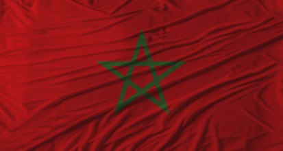 Moroccan flag waving. Flag of Morocco with cloth texture