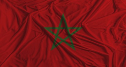 Morocco flag with fabric texture background. National flag of Morocco with cloth texture
