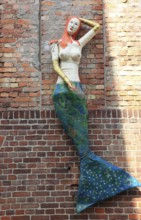 Mermaid from papier-mâchee, Stralsund, Vorpommern-Rügen district, Mecklenburg-Western Pomerania,