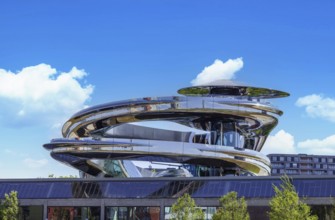 Panoramic view of Rotterdam Old Port and river promenade waterfront areas of Wilhelminakade and Kop