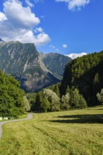 Picturesque mountain landscape with a view of the Acherkogel, on Lake Piburg in Oetz in the Ötztal,
