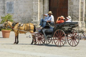 Horse-drawn carriage for tourists Tourist tours in Old Havana, La Habana Vieja, Havana, Cuba