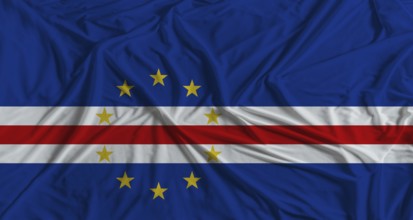 Cape Verdean flag with fabric texture background. National flag of Cape Verde with cloth texture