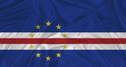 Flag of Cape Verde with cloth texture. Close up of Cape Verde flag waving