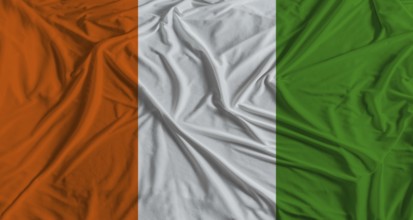 Ivorian flag with fabric texture background. National flag of Ivory Coast with cloth texture