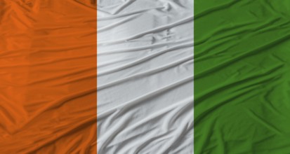 Ivorian flag waving. Flag of Ivory Coast with cloth texture