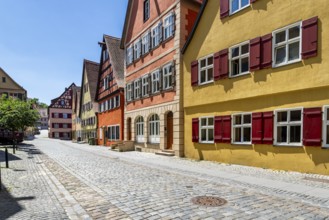 Colorful houses, Old historical city of Dinkelsbühl, middle Franconia, Bavaria, Germany