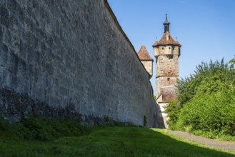 City wall, historical city of Rothenburg ob der Tauber, middle Franconia, Bavaria, Germany