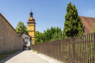 City wall, old historical city of Dinkelsbühl, middle Franconia, Bavaria, Germany