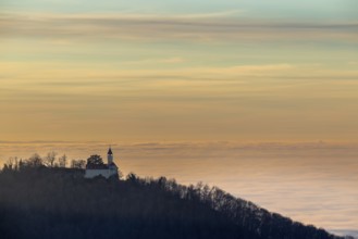 Inversion weather, fog, sunset, view from Breitenstein, Teck Castle, autumn, Ochsenwang, Swabian
