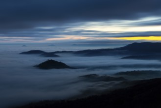 Inversion weather, fog, dawn, autumn, view from Breitenstein to Limburg, Ochsenwang, Swabian Jura,