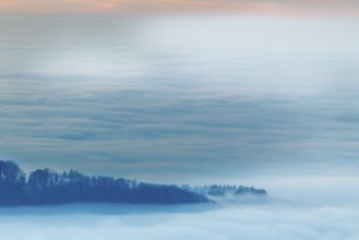 Inversion weather, fog, autumn, Breitenstein, Breitenstein, Ochsenwang, Swabian Jura,