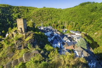 Castle of Esch-Sur-Sure, old historical city, hilly mountains of the Ardennes, Kanton Wiltz, Grand