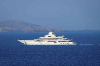 Mykonos, Cyclades, Greece - The Alaiya is a 111.5 meter long luxury motor yacht built in 2019 by